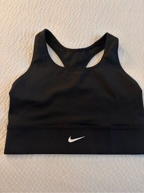 Nike Black Racerback Sports Bra with White Swoosh